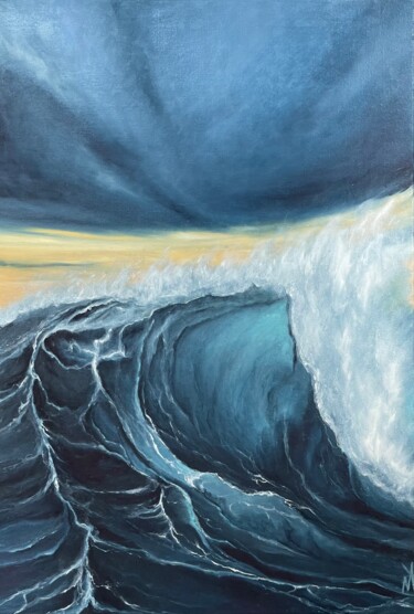 Картина под названием "Through the water" - Anastasiia Novitskaya, Подлинное произведение искусства, Масло Установлен на Дер…