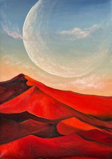 Картина под названием "Dune" - Anastasiia Novitskaya, Подлинное произведение искусства, Масло Установлен на Деревянная панель