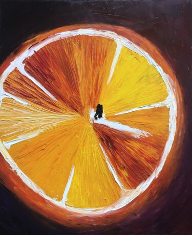 绘画 标题为“Orange” 由Anastasiia Novitskaya, 原创艺术品, 油 安装在木质担架架上