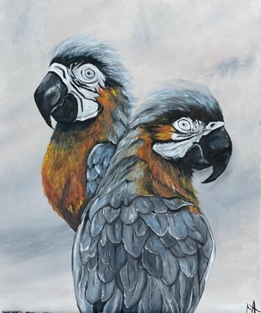 "Parrots" başlıklı Tablo Anastasiia Novitskaya tarafından, Orijinal sanat, Petrol