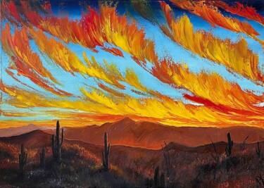 Картина под названием "Fire" - Anastasiia Novitskaya, Подлинное произведение искусства, Масло Установлен на Деревянная рама…