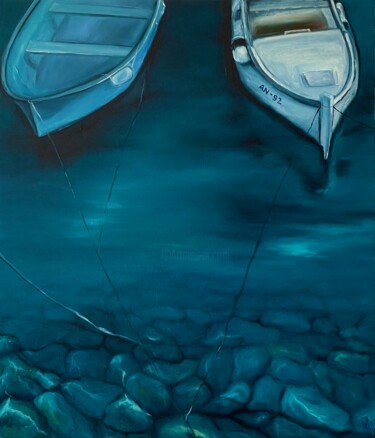 Pintura titulada "Boats" por Anastasiia Novitskaya, Obra de arte original, Oleo