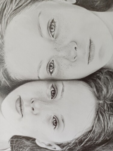 Drawing titled "Sisters" by Anastasiia Poberezhets, Original Artwork, Pencil
