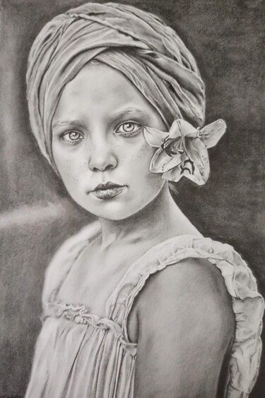 Disegno intitolato "Innocence" da Anastasiia Poberezhets, Opera d'arte originale, Matita