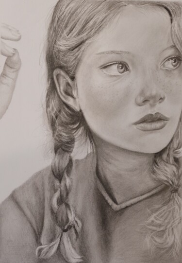 Drawing titled "Her look" by Anastasiia Poberezhets, Original Artwork, Pencil