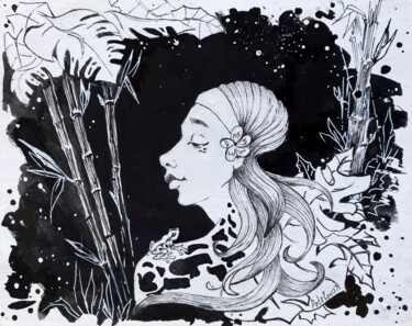 Dessin intitulée "Poison" par Anastasiia Potelova, Œuvre d'art originale, Encre