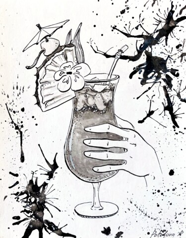 Drawing titled "Chin-chin" by Anastasiia Potelova, Original Artwork, Ink