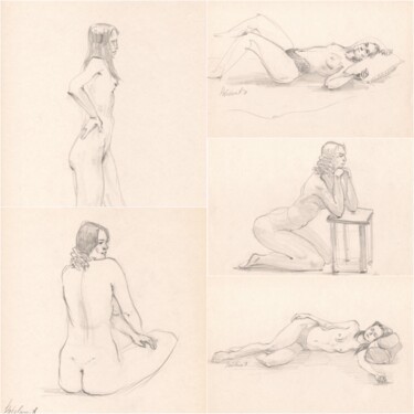 Σχέδιο με τίτλο "Set of five sketche…" από Anastasiia Potelova, Αυθεντικά έργα τέχνης, Μολύβι