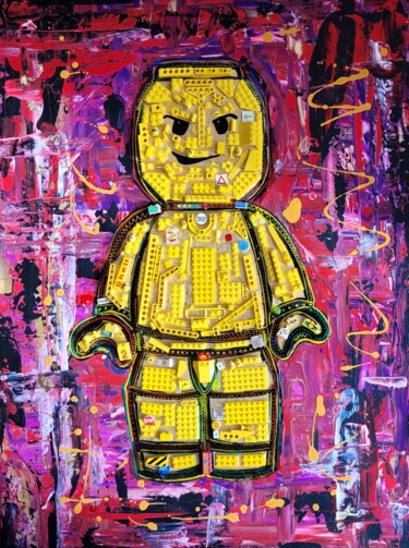 绘画 标题为“Legoman” 由Anastasiia Schroeder, 原创艺术品, 丙烯 安装在木质担架架上