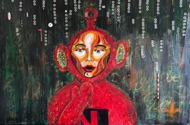 Painting titled "Teletubbie" by Anastasiia Schroeder, Original Artwork, Acrylic Mounted on Wood Stretcher frame