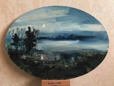 Malerei mit dem Titel "'Fog over Water'" von Anastasija Terskiha, Original-Kunstwerk, Öl Auf Andere starre Platte montiert