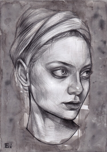Drawing titled "'Shadow Lady'" by Anastasija Terskiha, Original Artwork, Pencil