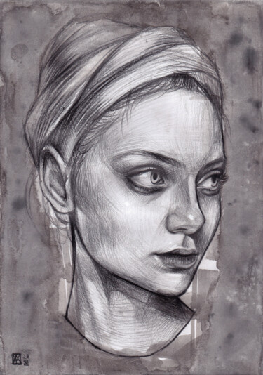 Tekening getiteld "'Shadow Lady'" door Anastasija Terskiha, Origineel Kunstwerk, Potlood