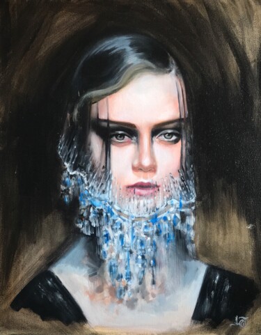 Peinture intitulée "'Dark Paradise'" par Anastasija Terskiha, Œuvre d'art originale, Huile Monté sur Châssis en bois