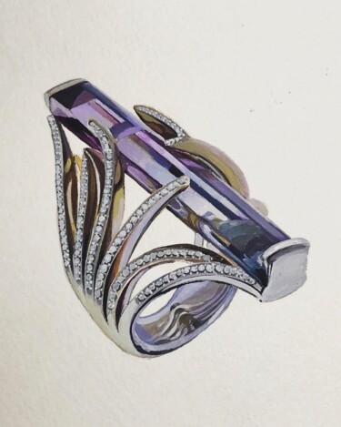 Картина под названием "'Tourmaline ring'" - Anastasija Terskiha, Подлинное произведение искусства, Темпера
