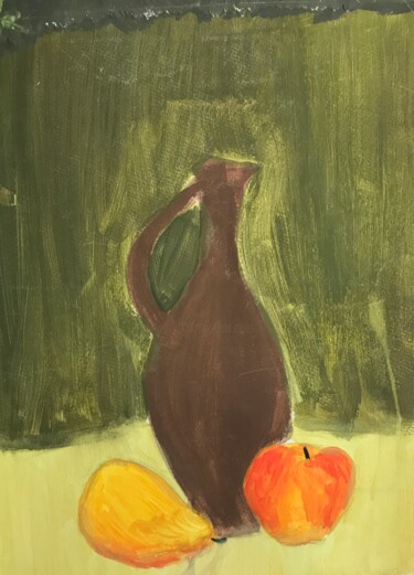 Painting titled "APPLE AND PEAR" by Anastasija Terskiha, Original Artwork, Gouache