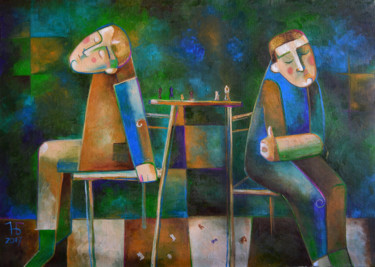 Картина под названием "Игра вслепую" - Anastasiya Balysh, Подлинное произведение искусства, Масло