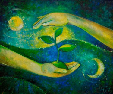 Картина под названием "Добрае поле" - Anastasiya Balysh, Подлинное произведение искусства, Масло