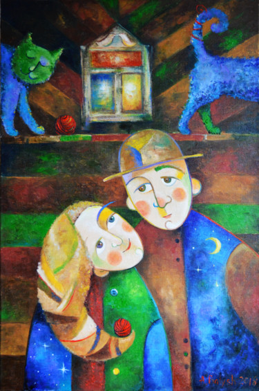 Картина под названием "Дзе сіні кот ідзе" - Anastasiya Balysh, Подлинное произведение искусства