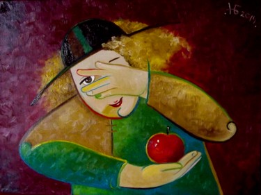 Картина под названием "Попадешь в яблочко?" - Anastasiya Balysh, Подлинное произведение искусства, Масло
