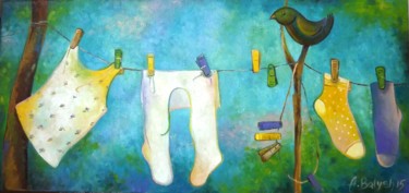 Картина под названием "Стиралка" - Anastasiya Balysh, Подлинное произведение искусства, Масло