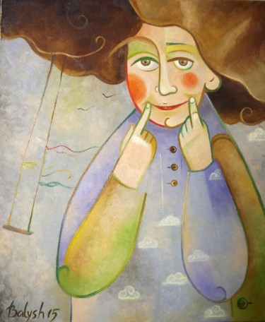 Картина под названием "Улыбочку!" - Anastasiya Balysh, Подлинное произведение искусства, Масло