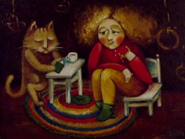 Картина под названием "Бублики вечерние,ск…" - Anastasiya Balysh, Подлинное произведение искусства, Масло