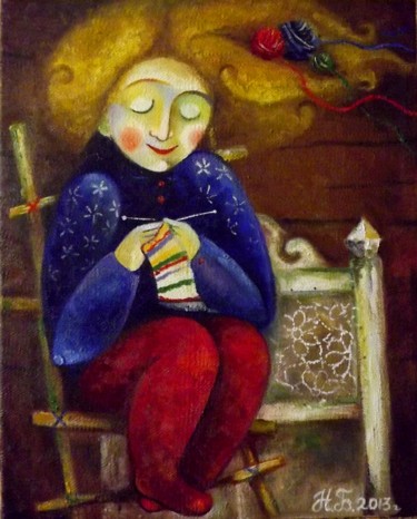 Картина под названием "Бабушкины промыслы" - Anastasiya Balysh, Подлинное произведение искусства, Масло