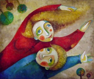 Schilderij getiteld "Мой Супермен" door Anastasiya Balysh, Origineel Kunstwerk, Olie