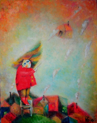 Painting titled "Ветреный день" by Anastasiya Balysh, Original Artwork, Oil