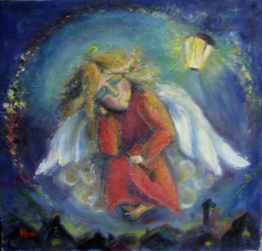 Картина под названием "Дремлющий ангел" - Anastasiya Balysh, Подлинное произведение искусства, Масло