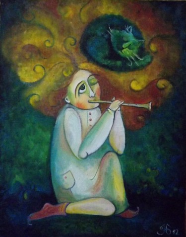Картина под названием "Играй для изумрудно…" - Anastasiya Balysh, Подлинное произведение искусства, Масло