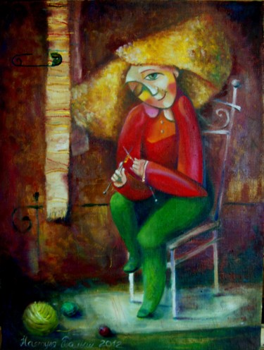 Картина под названием "Привязалась" - Anastasiya Balysh, Подлинное произведение искусства, Масло