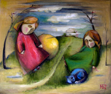 Картина под названием "Прогулка" - Anastasiya Balysh, Подлинное произведение искусства, Масло