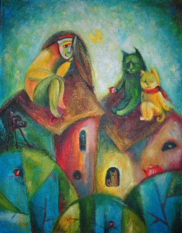 Картина под названием "Разговор" - Anastasiya Balysh, Подлинное произведение искусства, Масло