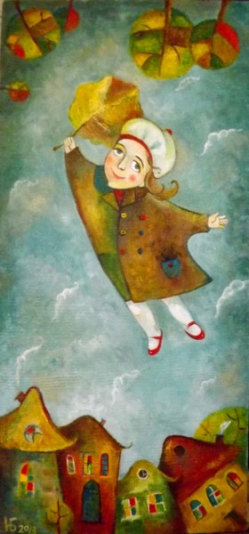 Pittura intitolato "Самая желтая осень" da Anastasiya Balysh, Opera d'arte originale, Olio