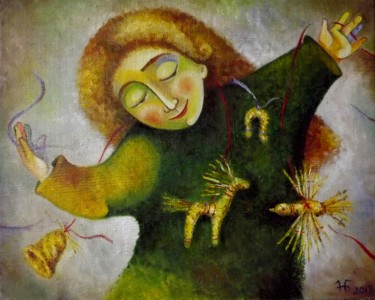 Pittura intitolato "Солнечные промыслы" da Anastasiya Balysh, Opera d'arte originale, Olio