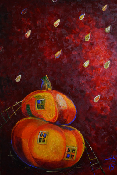 Картина под названием "Тыквенный дождик" - Anastasiya Balysh, Подлинное произведение искусства
