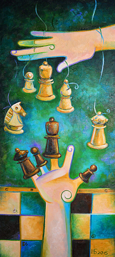 Картина под названием "Игра для двух актер…" - Anastasiya Balysh, Подлинное произведение искусства, Масло