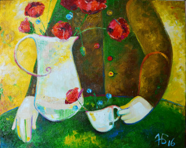 Картина под названием "Завтрак флориста" - Anastasiya Balysh, Подлинное произведение искусства, Масло
