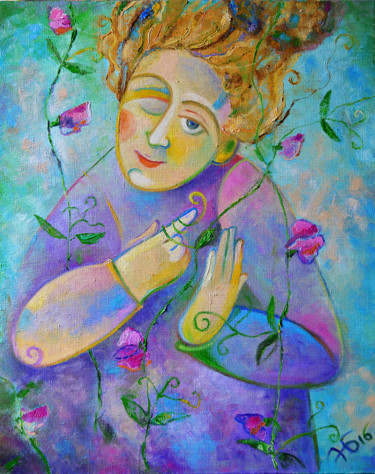 Картина под названием "Очень душистый горо…" - Anastasiya Balysh, Подлинное произведение искусства, Масло