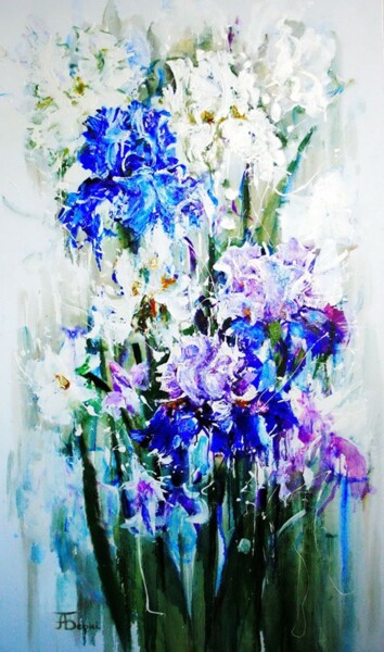 Malerei mit dem Titel "Irises" von Anastasiya Bernie, Original-Kunstwerk, Öl
