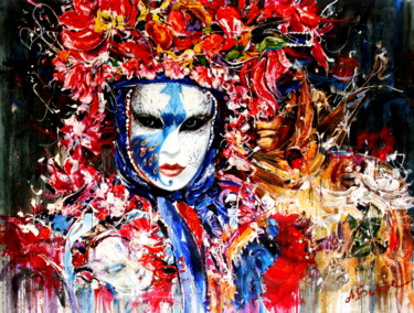 Malerei mit dem Titel "Venice Carnival. Мa…" von Anastasiya Bernie, Original-Kunstwerk, Öl