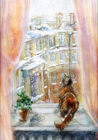 Drawing titled "The view from the w…" by Anastasiya Gromova, Original Artwork