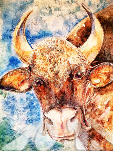 Digital Arts titled "Bull" by Anastasiya Gromova, Original Artwork, Digital Painting