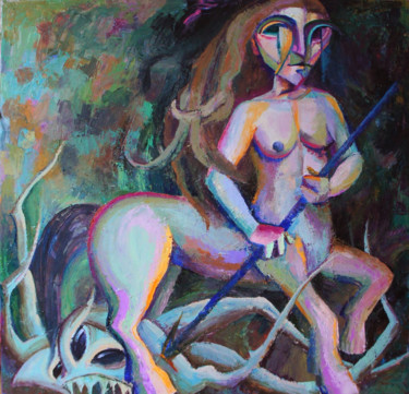Painting titled "Centaur and monster" by Nasyla, Original Artwork, Oil