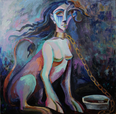 Malerei mit dem Titel "Sphinx" von Nasyla, Original-Kunstwerk, Öl