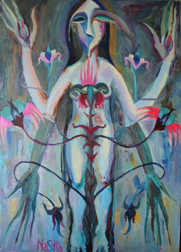 Pittura intitolato "The Goddess" da Nasyla, Opera d'arte originale, Olio