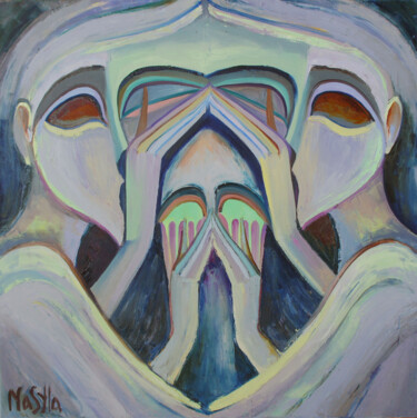 Painting titled "the whisper of the…" by Nasyla, Original Artwork, Oil Mounted on Wood Stretcher frame