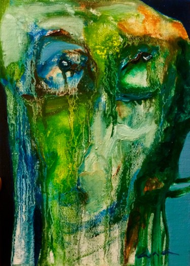Malarstwo zatytułowany „Portrait in Green” autorstwa Anastasiya Kimachenko, Oryginalna praca, Olej